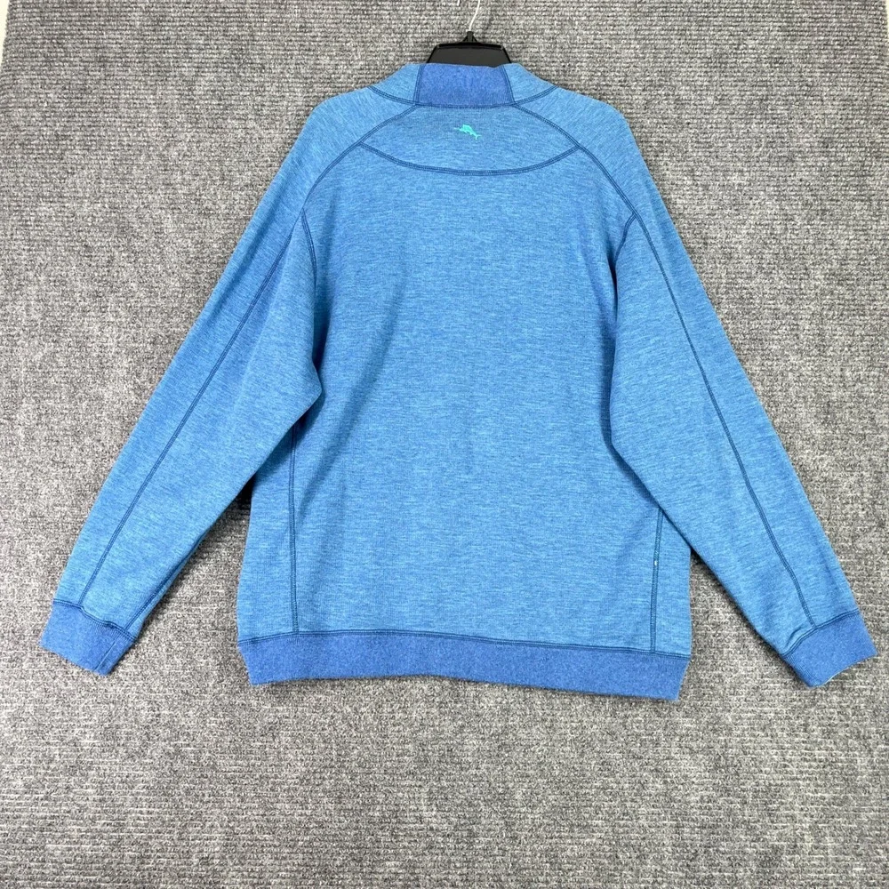 Tommy Bahama‎ Reversible Quarter Zip Pullover Sweater Mens XL Cotton Tencel